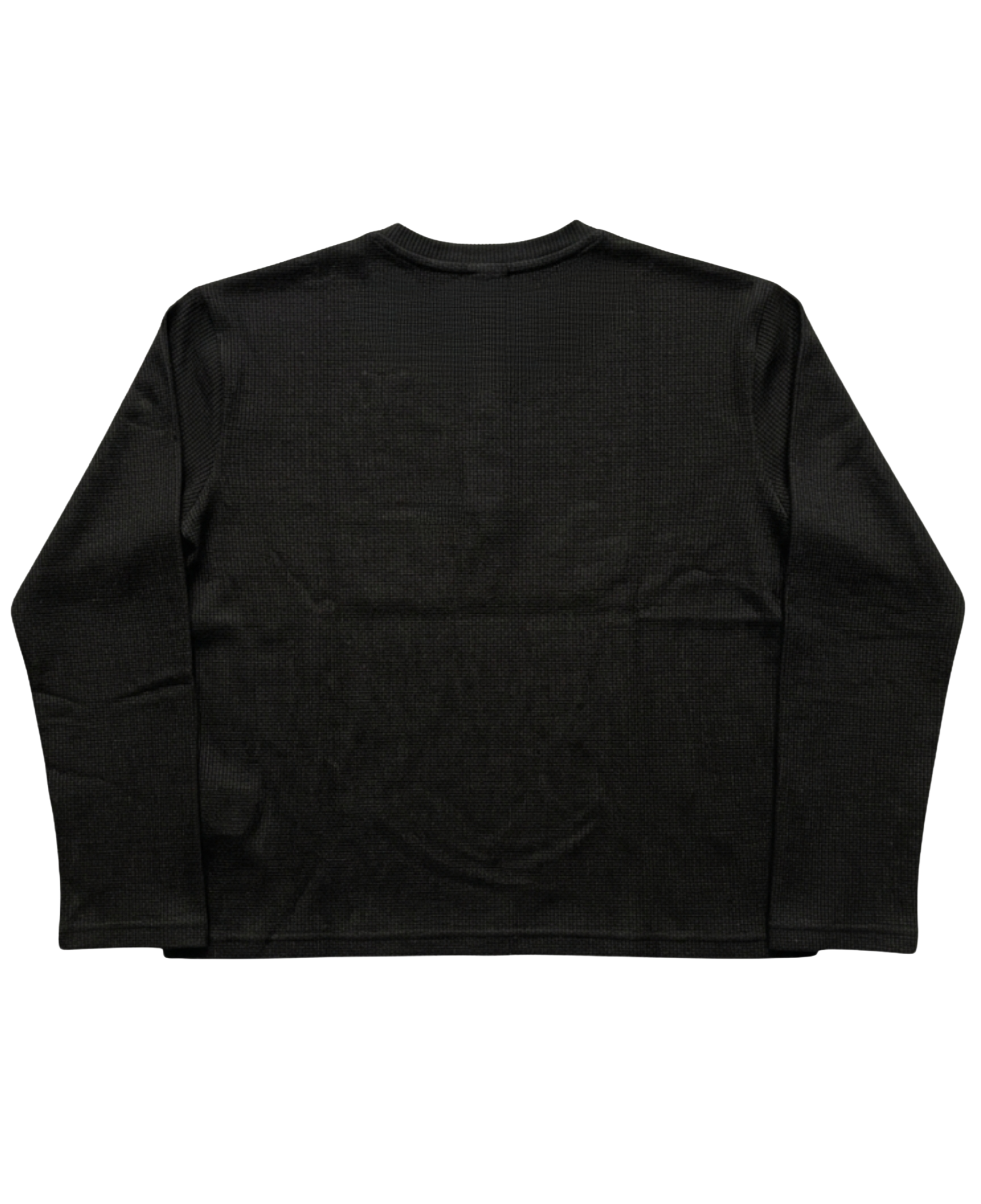 Waffle Henley — Relaxed Fit (Black)