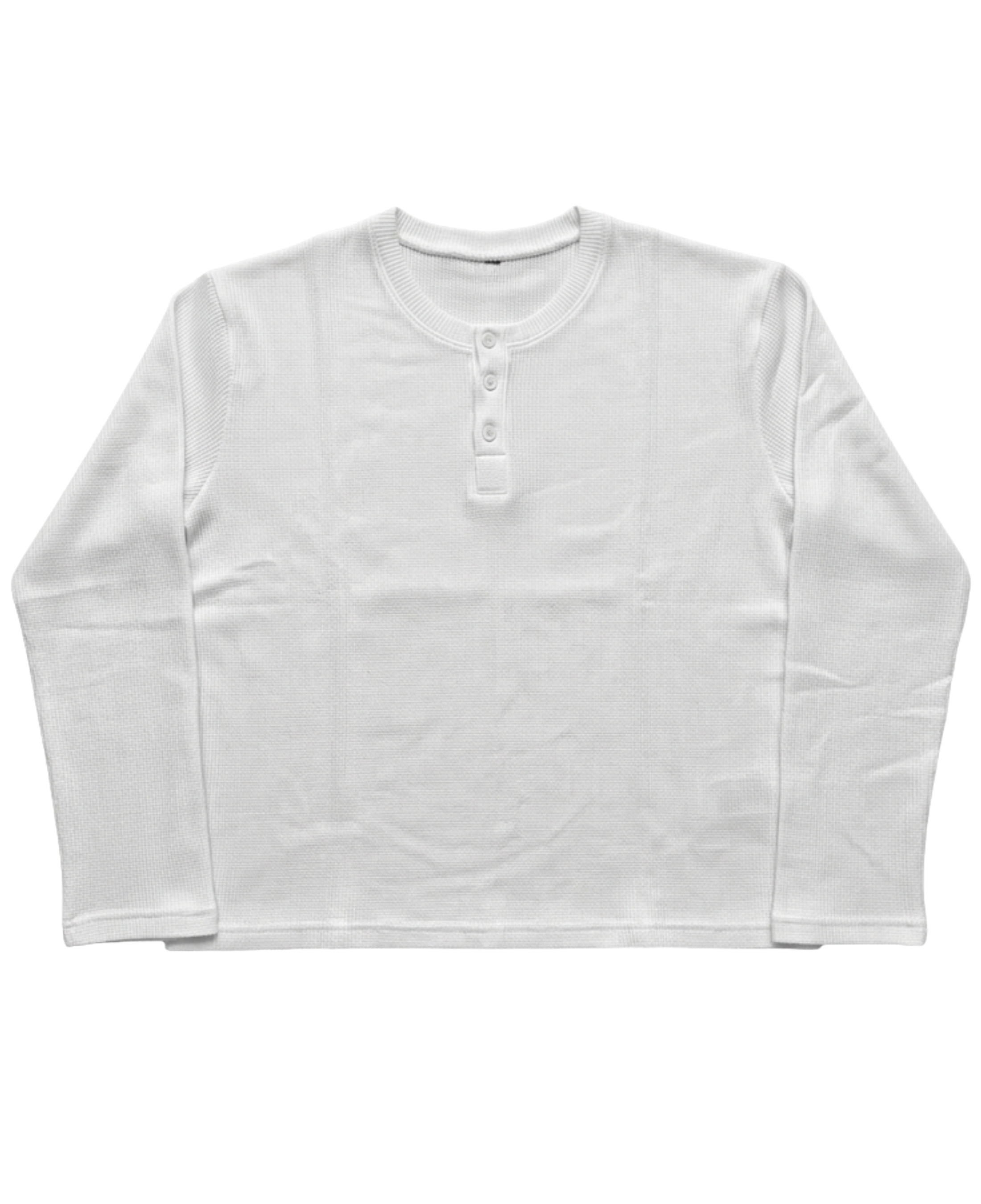 Waffle Henley — Relaxed Fit (White)