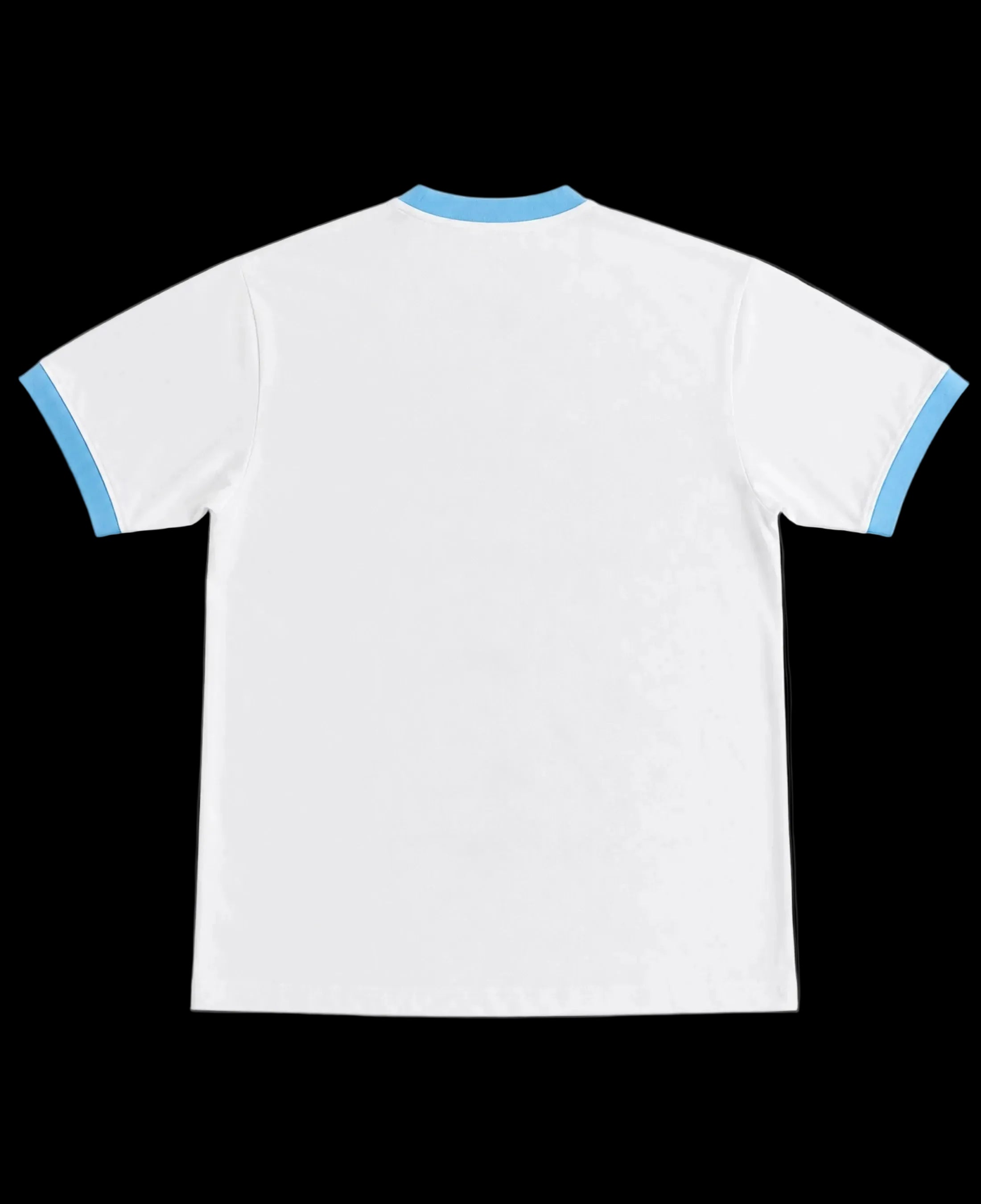 White & Sky Blue Ringer tee Back Design