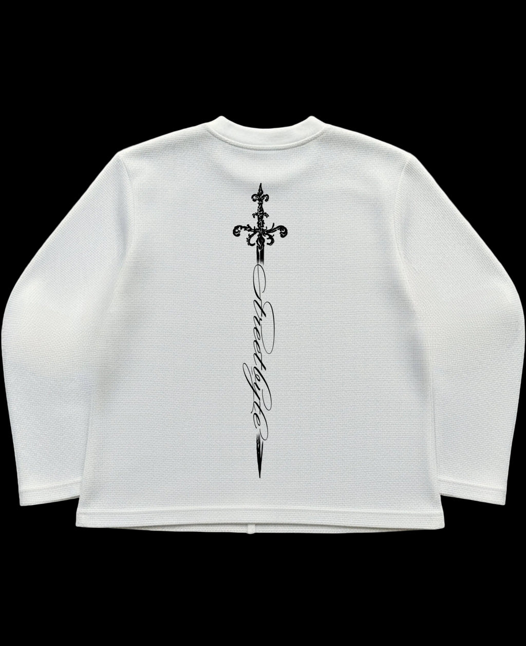Off-white waffle knit oversized full-sleeve Back Design